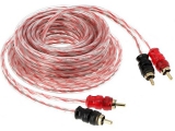 5m 2-Kanal RCA Kabel transparent rot kurze Stecker
