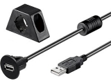 USB Verlängerung mit Halterung <br>Typ A Buchse auf Typ A Stecker<br>High Speed USB 2.0<br>Doppelt...